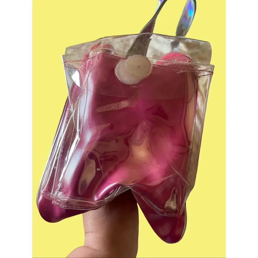 Mattel Clear Pink Multicolor Barbie Rainbow Clouds Plastic Tote Bag